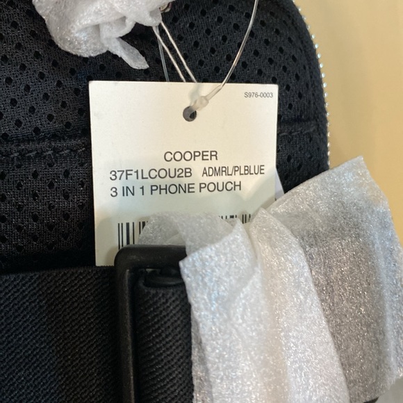 Michael Kors Men’s 3 in 1 Cooper Phone Pouch Blue MK Monogram Canvas - Picture 8 of 10